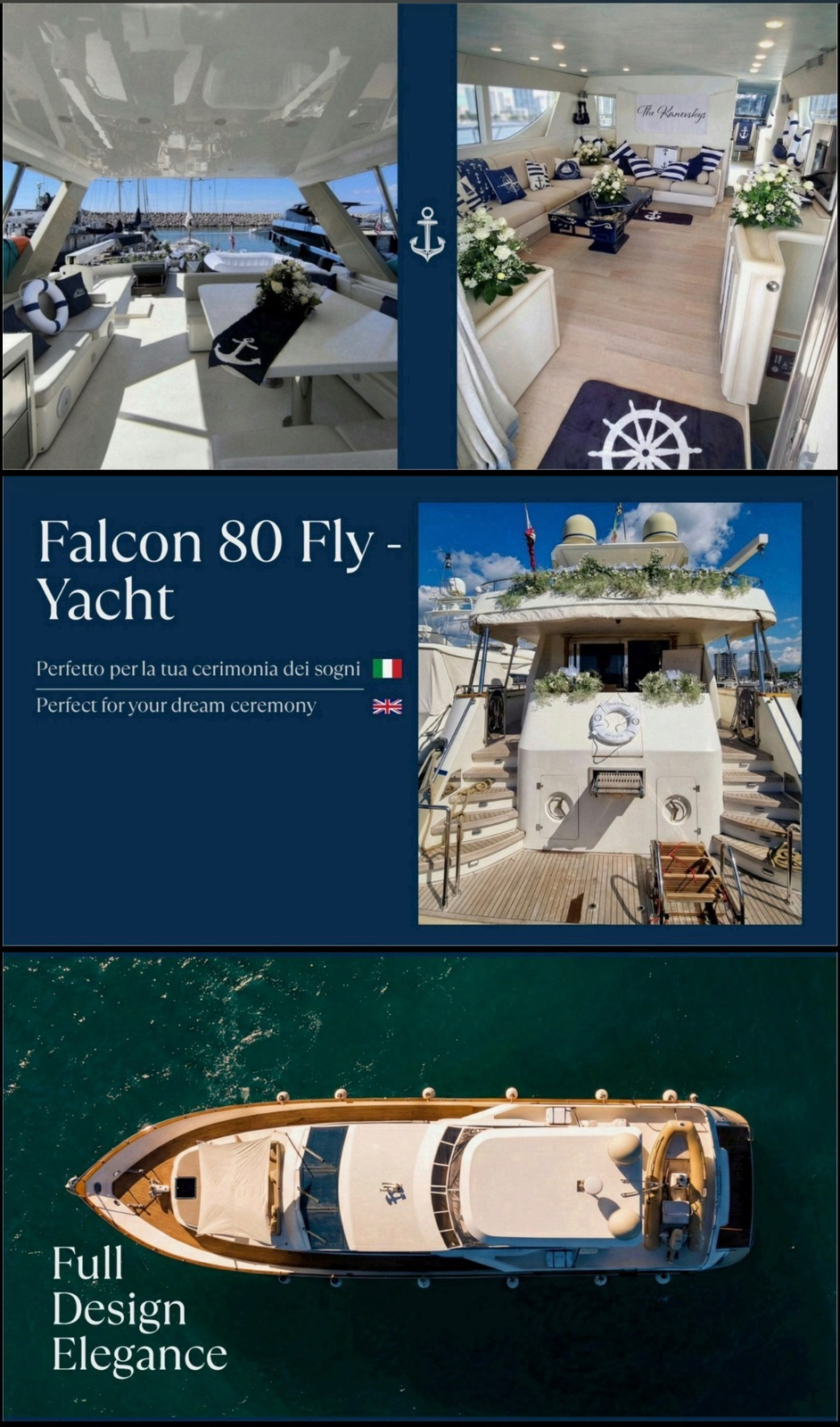 Falcon 80 promotional collage and top view
