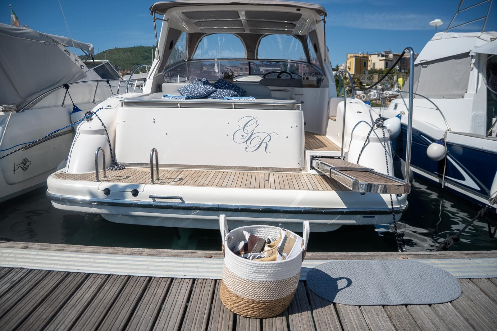Stern moored at the marina