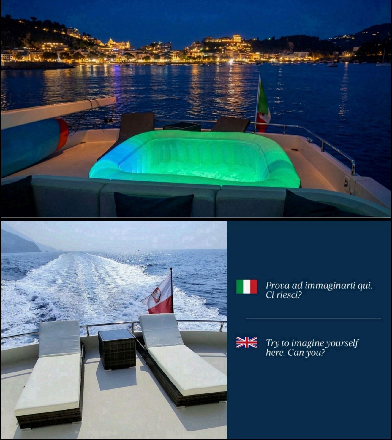Sunset deck with illuminated jacuzzi
