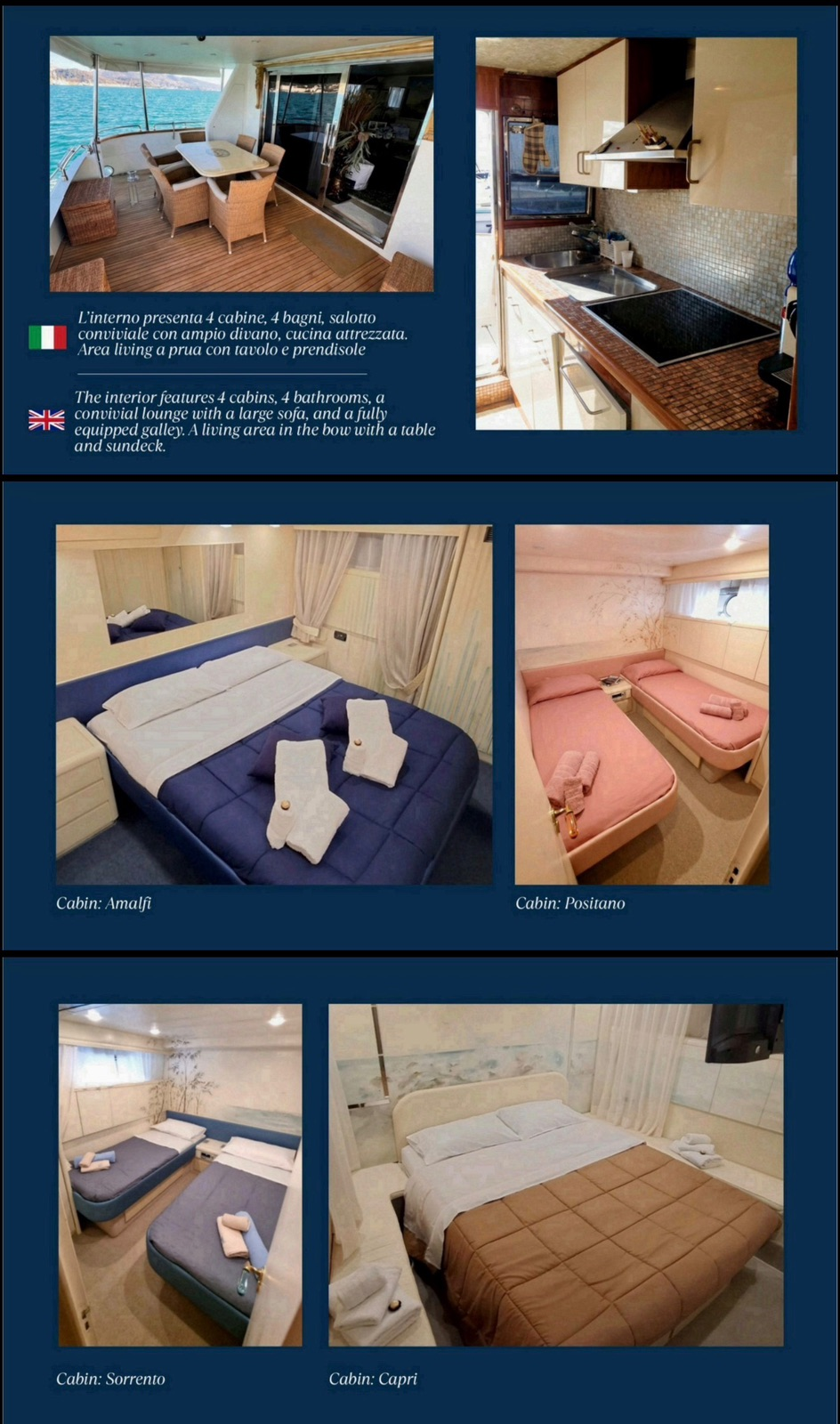 Falcon 80 cabins and interior areas